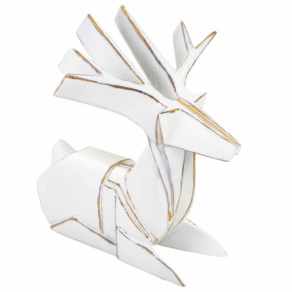 Decorative Figure Alexandra House Living White Deer 24 x 27 x 26 cm