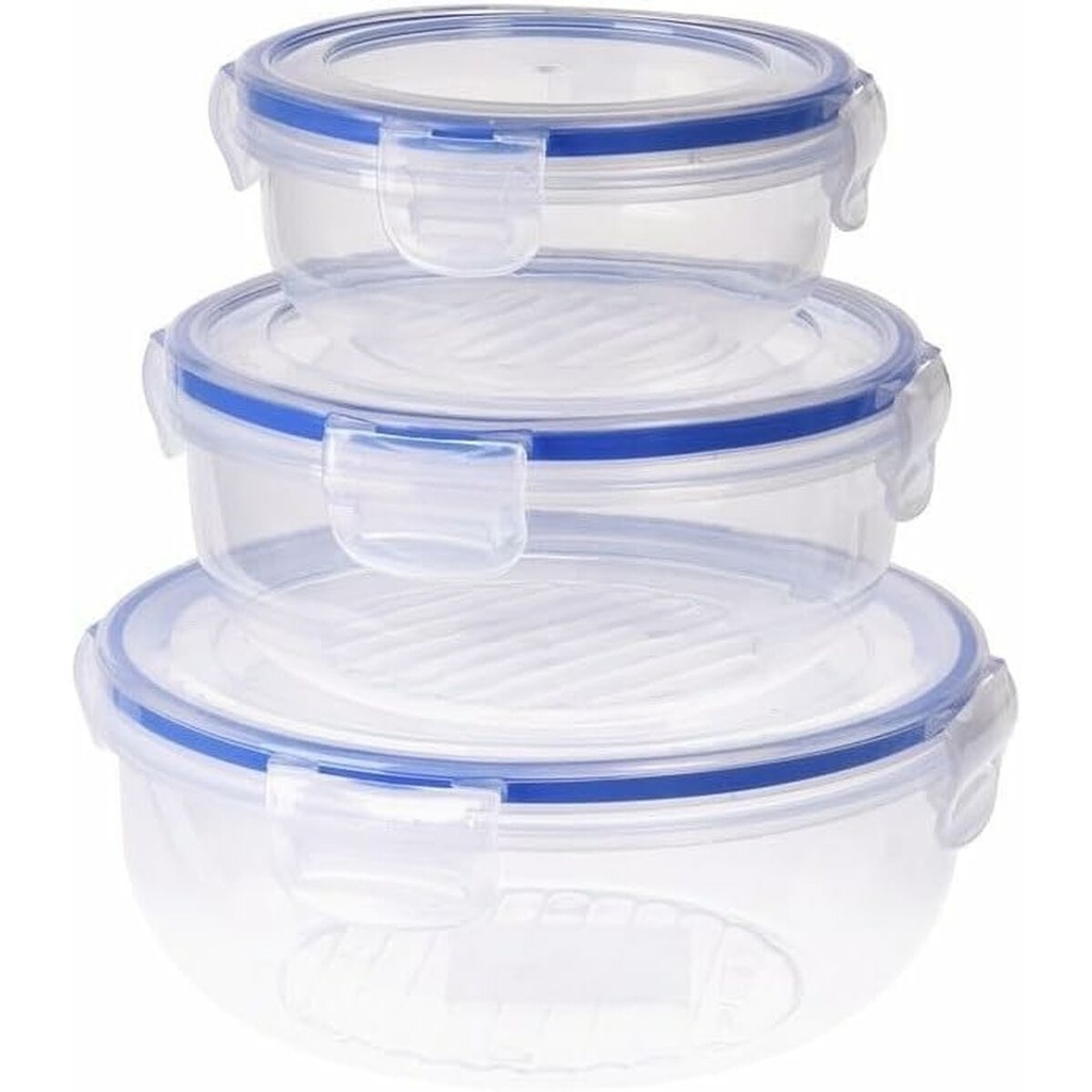 Set of lunch boxes Excellent Houseware 024000670 Plastic Circular 400 ml 800 ml 1,4 L 3 Units