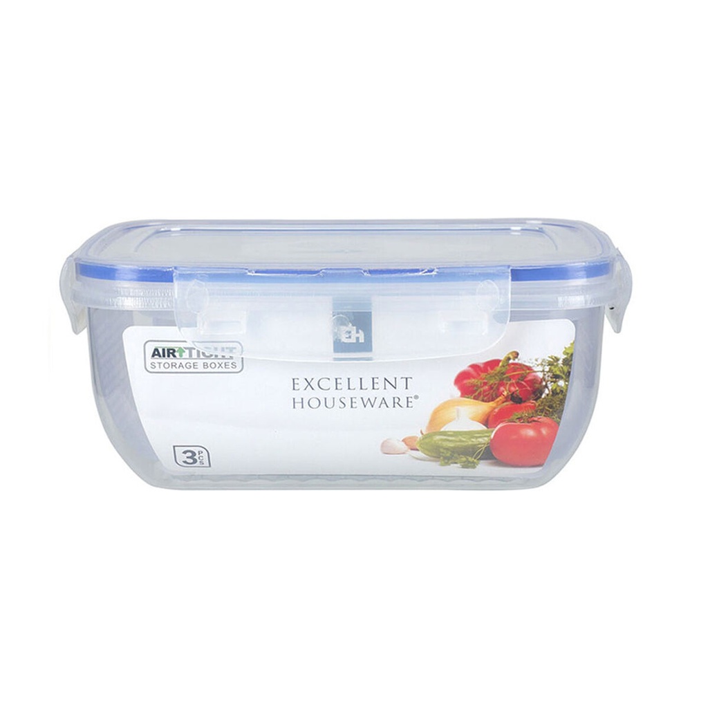 Set of lunch boxes Excellent Houseware 024001010 Plastic 400 ml 800 ml 1,4 L