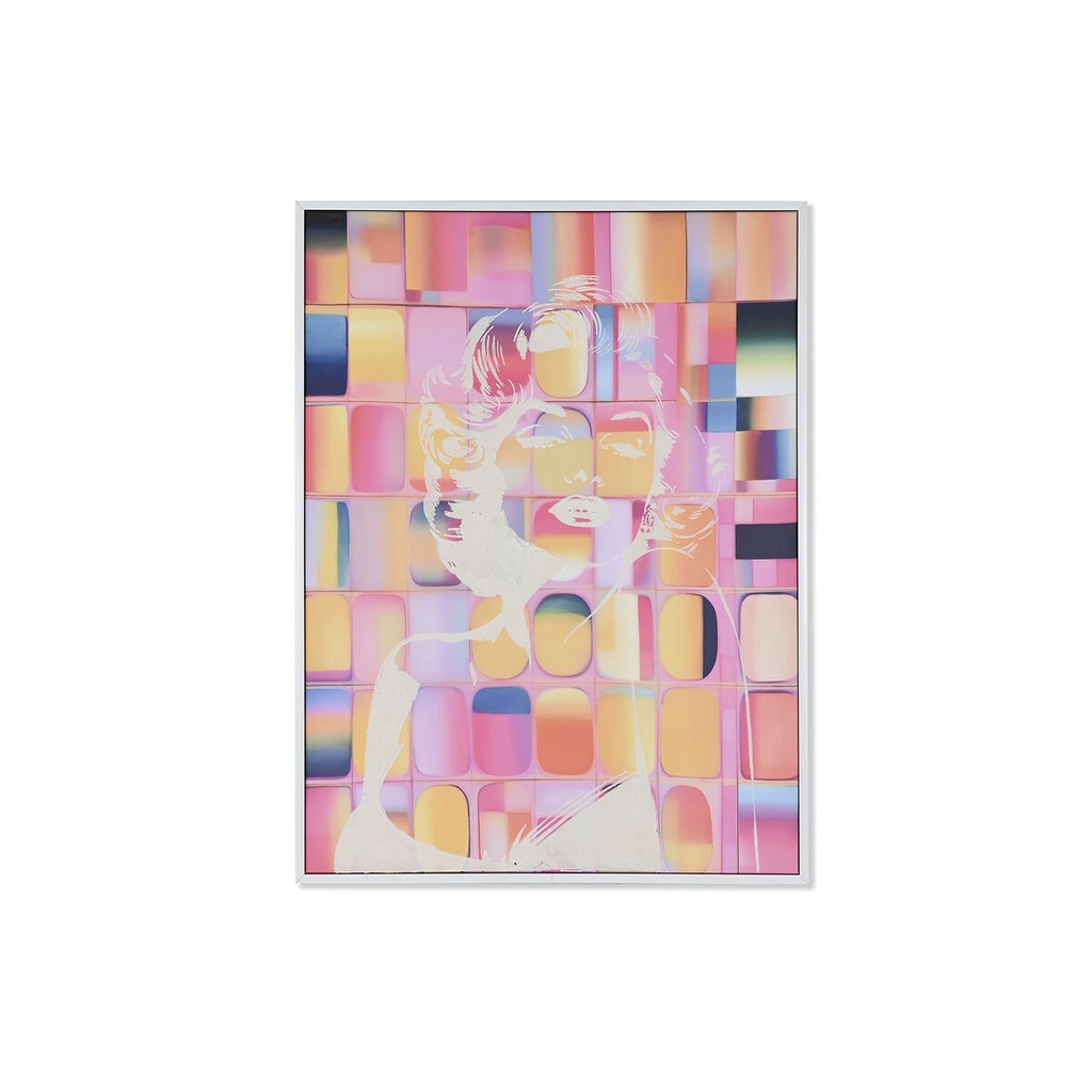 Cuadro Home ESPRIT Amarillo Azul Blanco Rosa Poliestireno Lienzo Moderno 94 x 4 x 123,5 cm (2 Unidades)