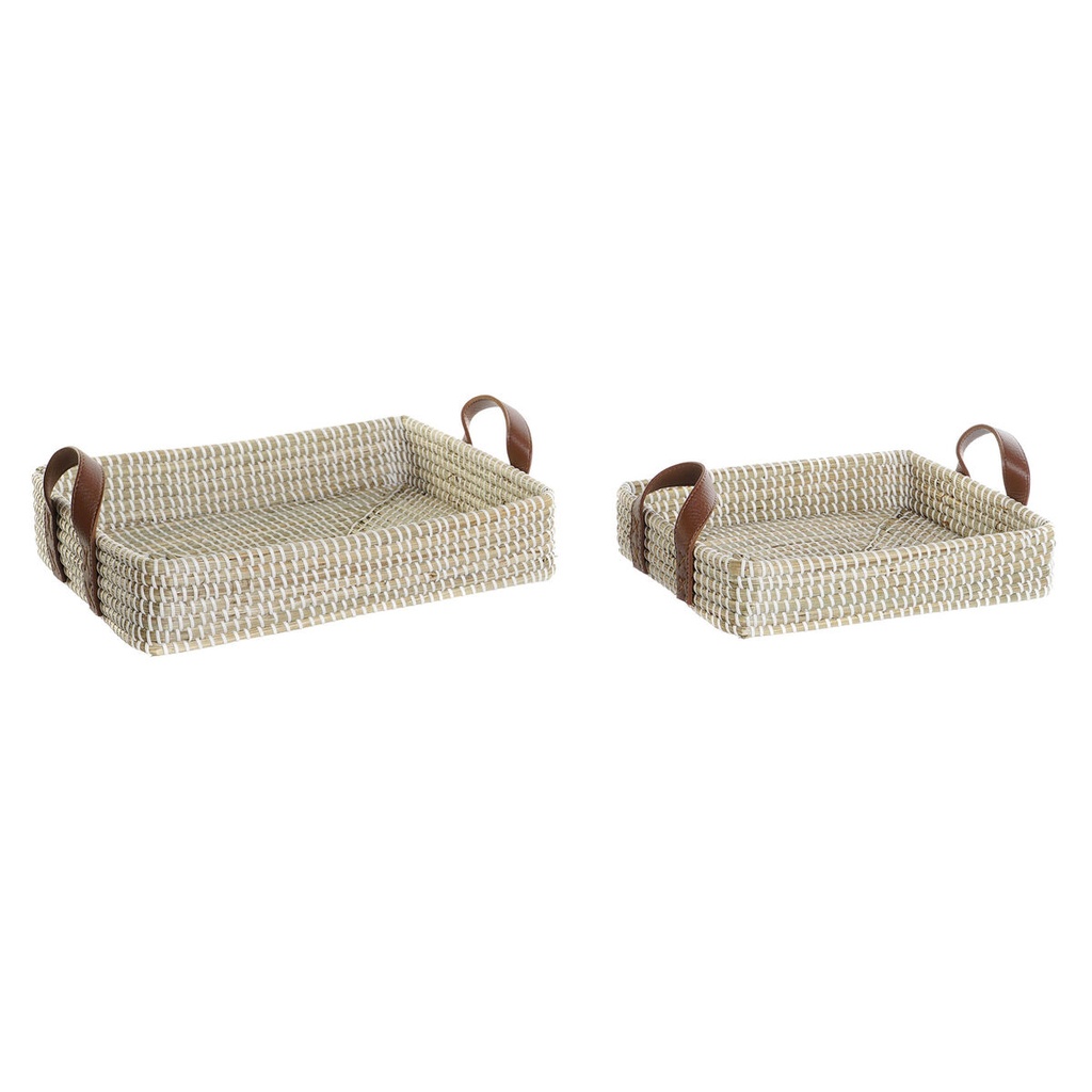 Basket set DKD Home Decor Natural Fibre Natural Urban 41 x 32 x 9 cm