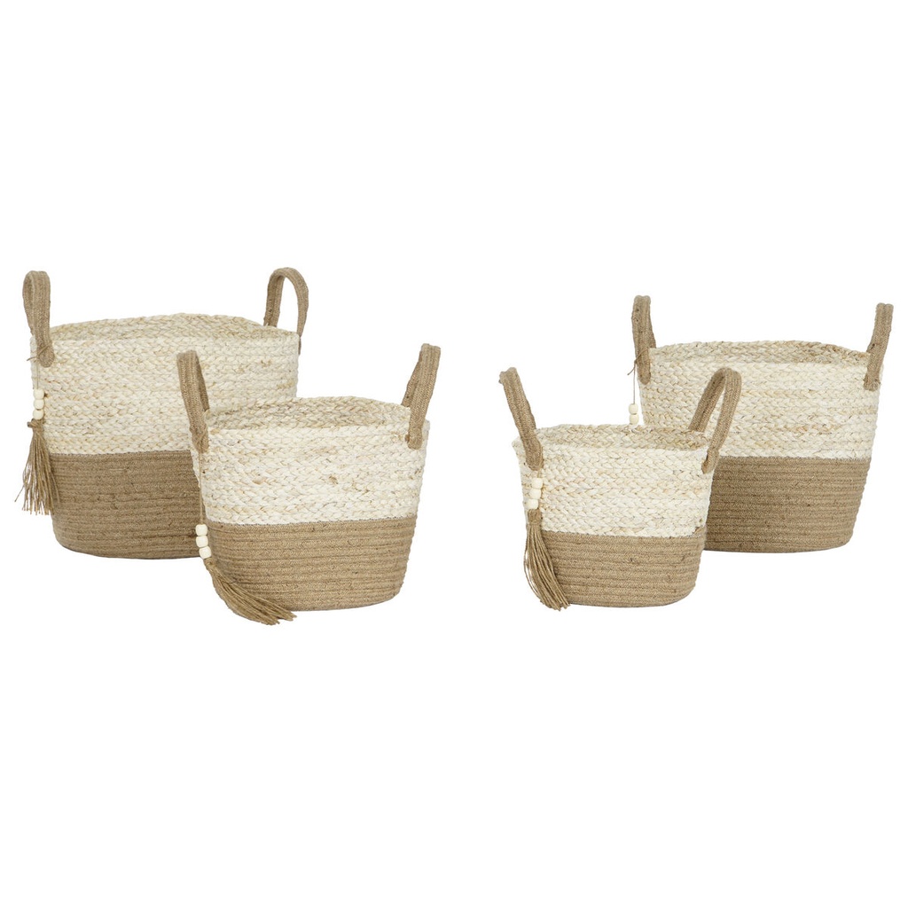 Juego de Cestas Home ESPRIT Natural Marrón claro Yute Fibra de maíz Moderno 40 x 40 x 41 cm