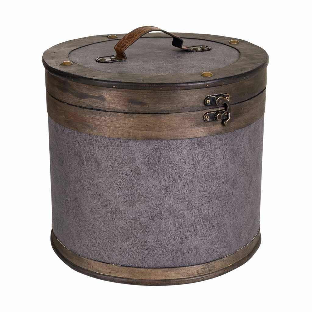 Bucket container Alexandra House Living Brown Grey PVC Wood Metal 30 x 27 x 30 cm Circular