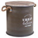 Cubo contenedor Alexandra House Living Urban Marrón Cáñamo Metal Madera de abeto 35 x 35 x 37 cm Con asas Redonda