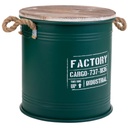 Cubo contenedor Alexandra House Living Factory Verde Cáñamo Metal Madera de abeto 35 x 35 x 37 cm Con asas Redonda