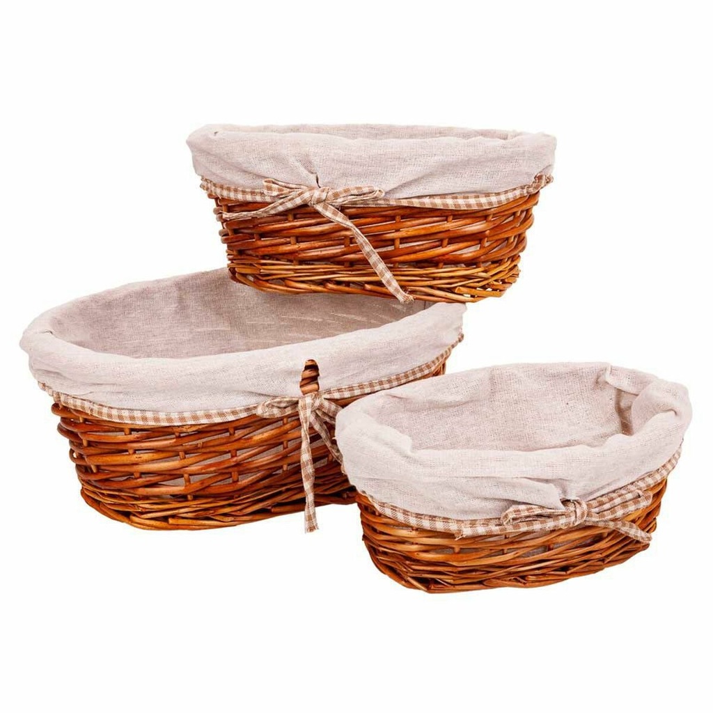 Set of Baskets Alexandra House Living wicker Willow wood 26 x 15 x 36 cm 31 x 21 x 13 cm 26 x 17 x 11 cm 3 Pieces