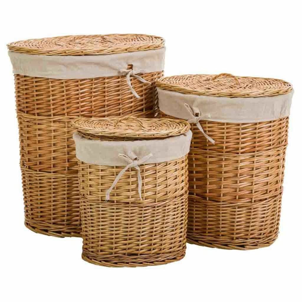Laundry basket Alexandra House Living Natural wicker Willow wood 39 x 54 x 50 cm 42 x 31 x 44 cm 32 x 23 x 35 cm 3 Pieces