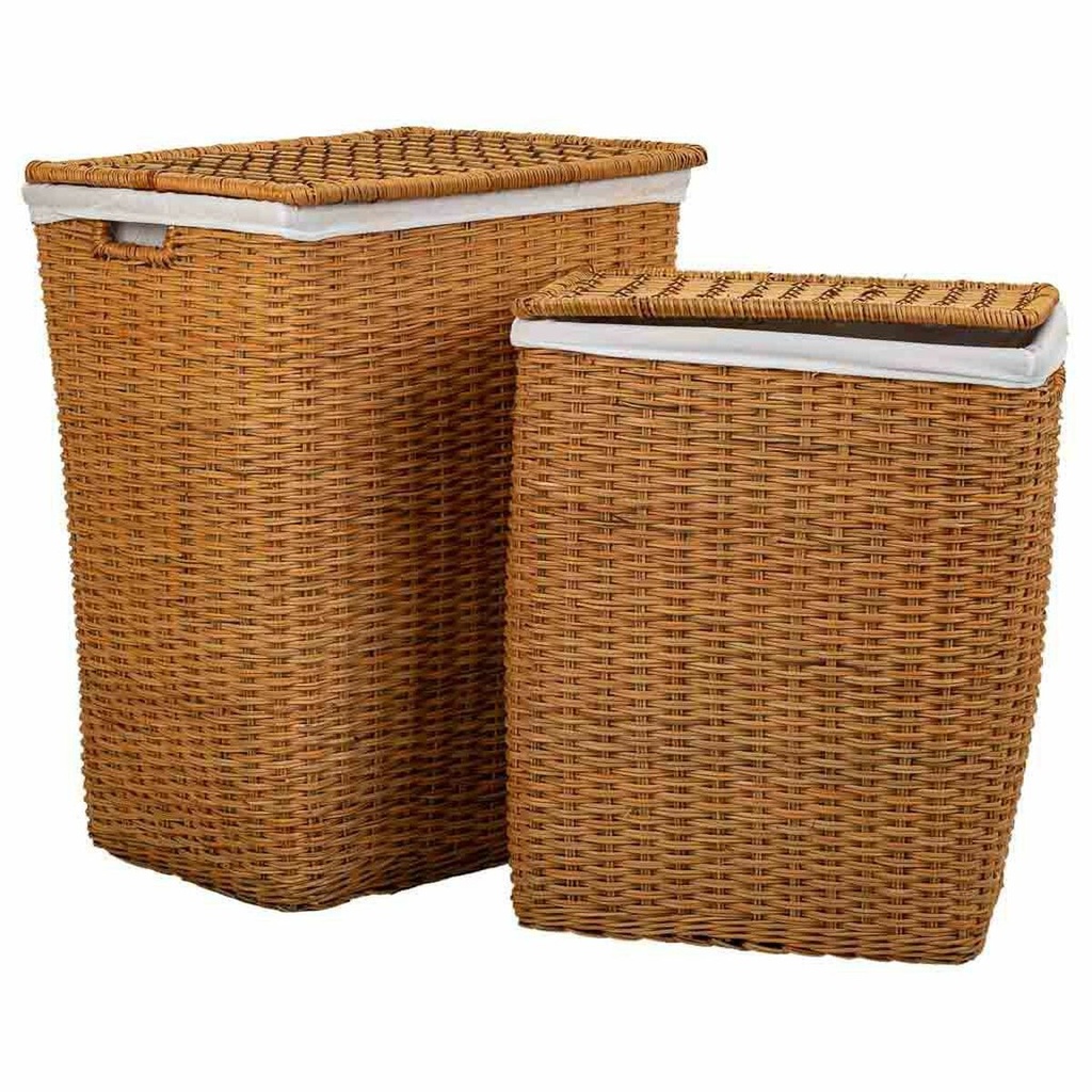 Laundry basket Alexandra House Living Brown Polyester Rattan 33 x 59 x 47 cm 51 x 40 x 26 cm 2 Pieces