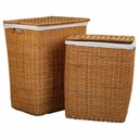 Laundry basket Alexandra House Living Brown Polyester Rattan 33 x 59 x 47 cm 51 x 40 x 26 cm 2 Pieces