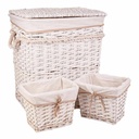 Laundry Basket Alexandra House Living White wicker Willow wood 41 x 63 x 55 cm 30 x 22 x 24 cm 3 Pieces