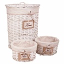 Cesto para la Ropa Alexandra House Living Blanco Mimbre Madera de sauce 44 x 58 x 44 cm 29 x 19 x 29 cm 3 Piezas