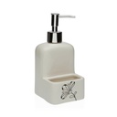 Soap Dispenser Versa Ceramic ABS Dolomite Flowers 9 x 18,5 x 8 cm