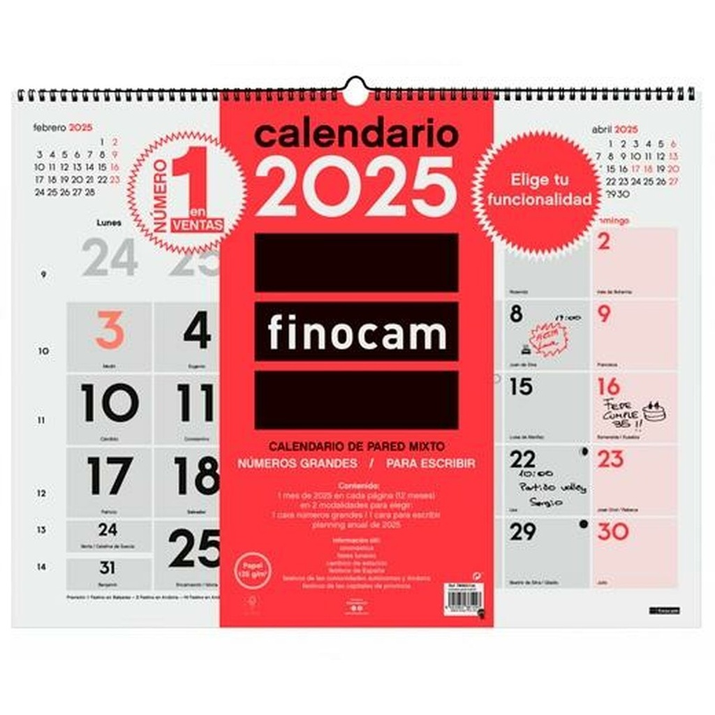 Wall calendar Finocam Paper 2025 54 x 42 cm