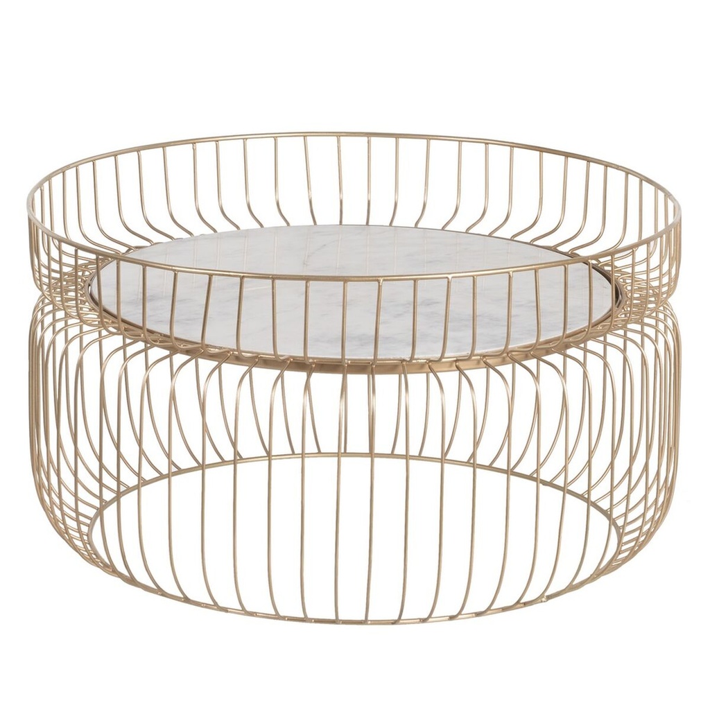 Mesa de Centro Blanco Dorado 72 x 72 x 40 cm