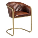 Dining Chair Brown Golden Leather Iron 55 x 53 x 74 cm