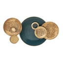 Wall Decoration Blue Golden Iron Circles 88 x 8,5 x 48 cm