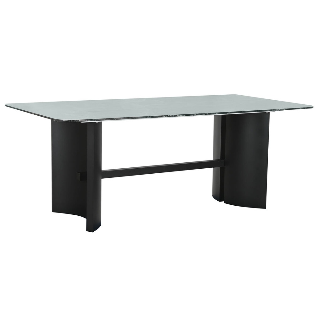 Mesa de Comedor Home ESPRIT Negro Verde Metal Cristal Templado 200 x 100 x 76 cm
