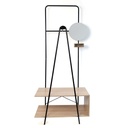 Coat rack with mirror Vinthera Moa Black Beige Metal MDF Wood 76 x 180 x 40 cm