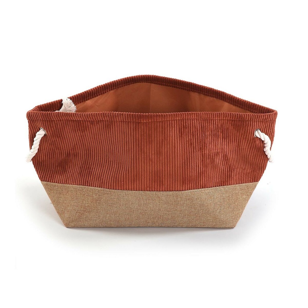 Multi-purpose basket Versa Corduroy 29 x 27 x 39 cm Terracotta