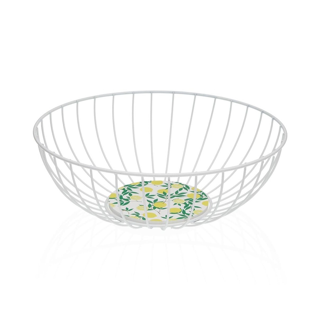 Multi-purpose basket Versa White Metal Steel MDF Wood 28 x 11 x 28 cm