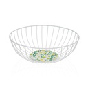 Multi-purpose basket Versa White Metal Steel MDF Wood 28 x 11 x 28 cm