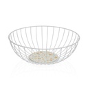 Multi-purpose basket Versa White Metal Steel MDF Wood 28 x 11 x 28 cm