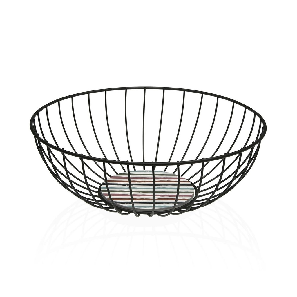 Multi-purpose basket Versa Black Metal Steel MDF Wood 28 x 11 x 28 cm