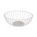 Multi-purpose basket Versa White Metal Steel MDF Wood 28 x 11 x 28 cm