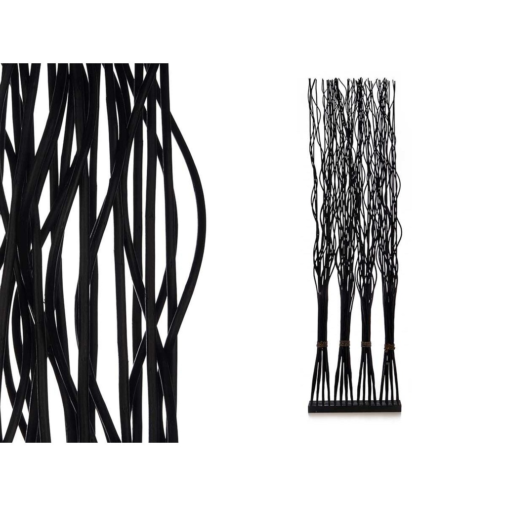 Biombo MJ84091-N Negro Madera de sauce 50 x 182 x 13 cm 4 Ramilletes