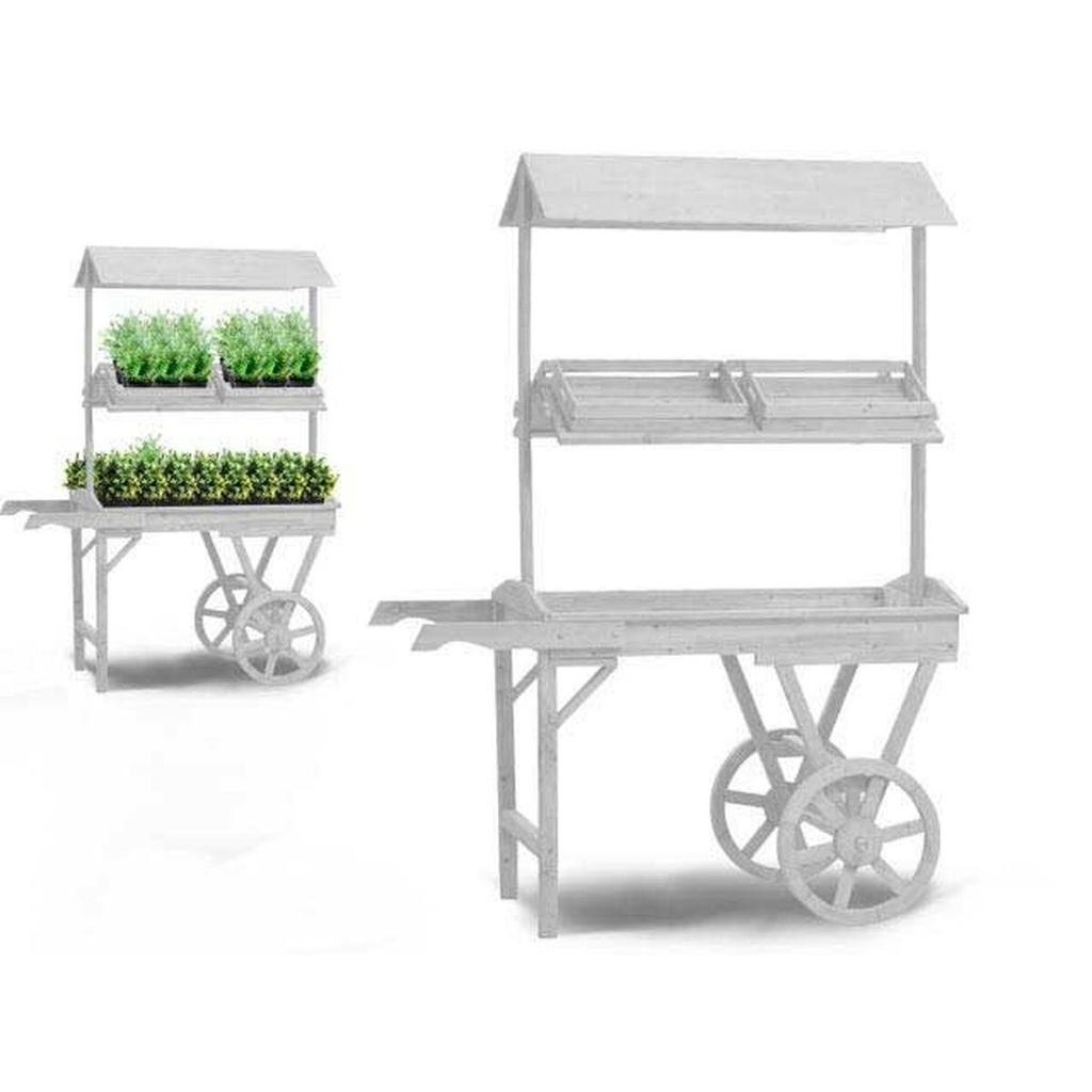 Soporte con Ruedas para Macetas Ibergarden WP15055-1 Blanco Madera de abeto 118 x 176,5 x 58 cm