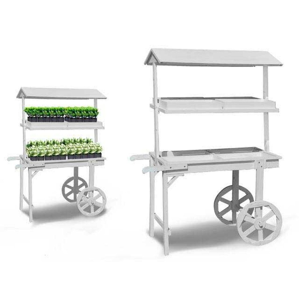 Flowerpot Standt with Wheels Ibergarden WP15014-W White Wood 121 x 171 x 59 cm