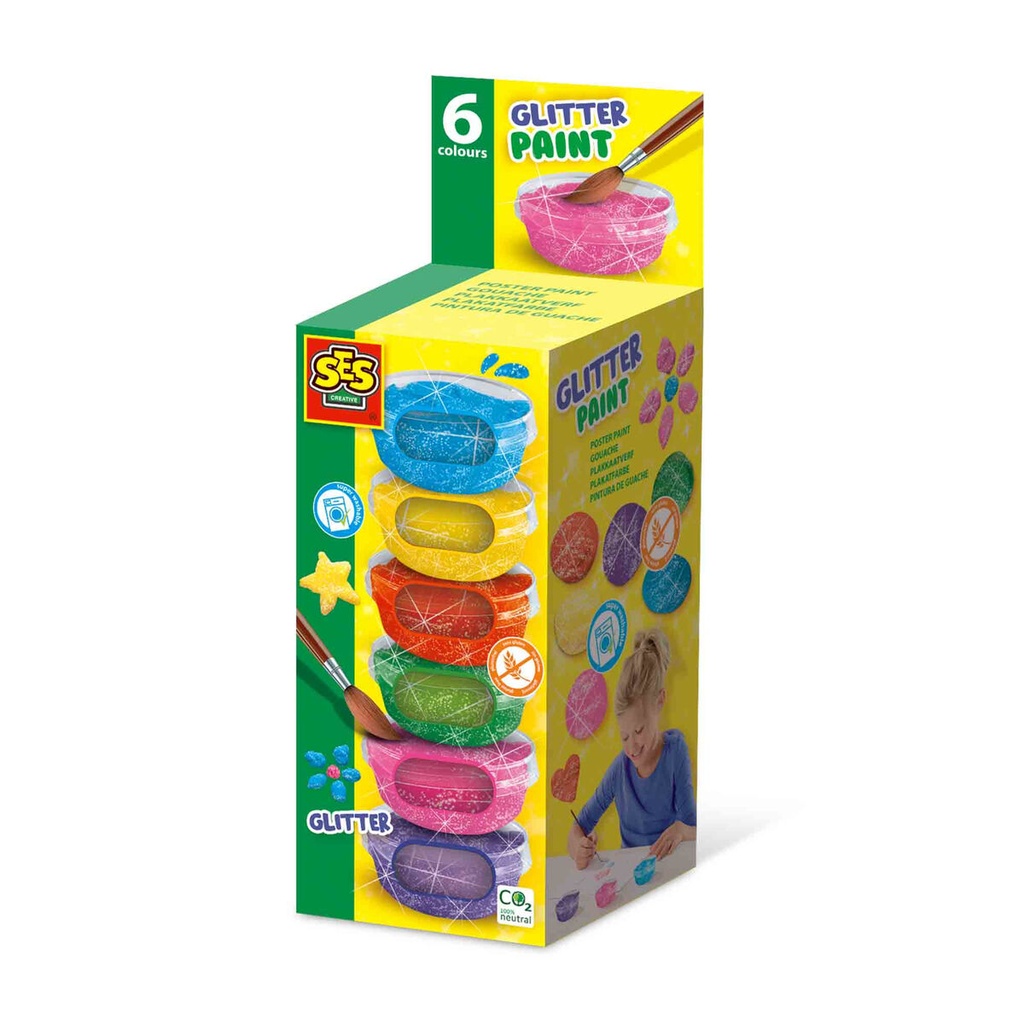 Set de Dibujo SES Creative Glitter Gouache (6 Unidades)