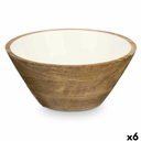 Bowl MALI-701 W White Enamel Mango wood 25 x 10,3 x 25 cm (6 Units)