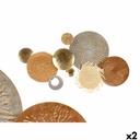 Decoración de Pared 23SMA0041 Marrón Gris Metal Papel Fibra natural 90,2 x 5,7 x 47 cm (2 Unidades)