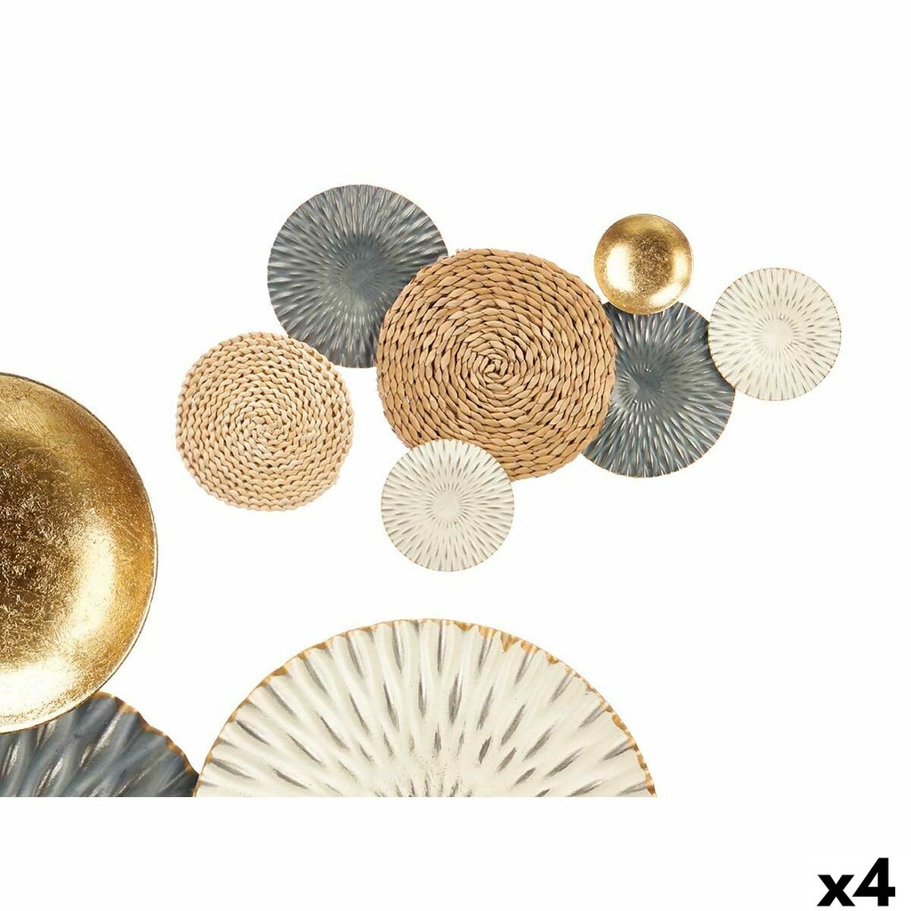 Decoración de Pared 23SMB1563 Azul Blanco Marrón Metal 72,4 x 5,1 x 42,5 cm (4 Unidades)