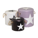 Taburete con almacenaje Blanco Negro Morado 40 x 40 x 42 cm