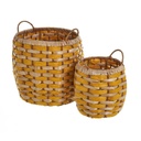 Set of Baskets Orange Natural Paper Fibre (2 Units)