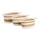 Set of Baskets White Natural Cotton Water hyacinth (3 Units)