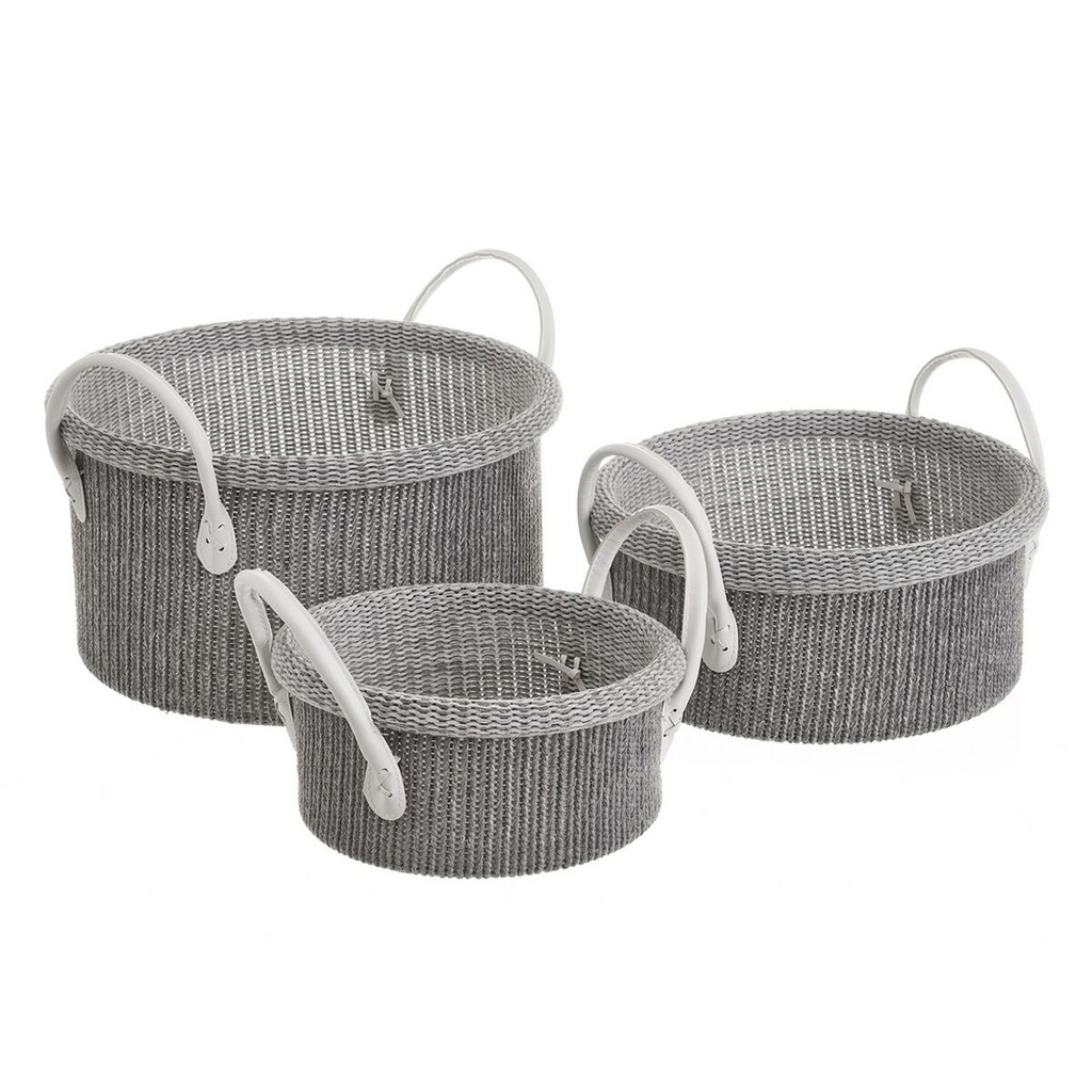 Multi-purpose basket White Grey Polyester (3 Units)