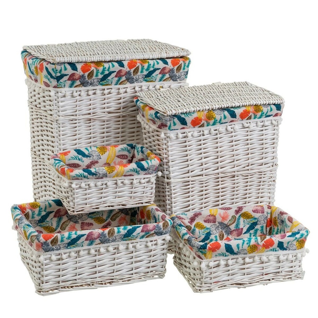 Laundry Basket White wicker 47 x 35 x 55 cm