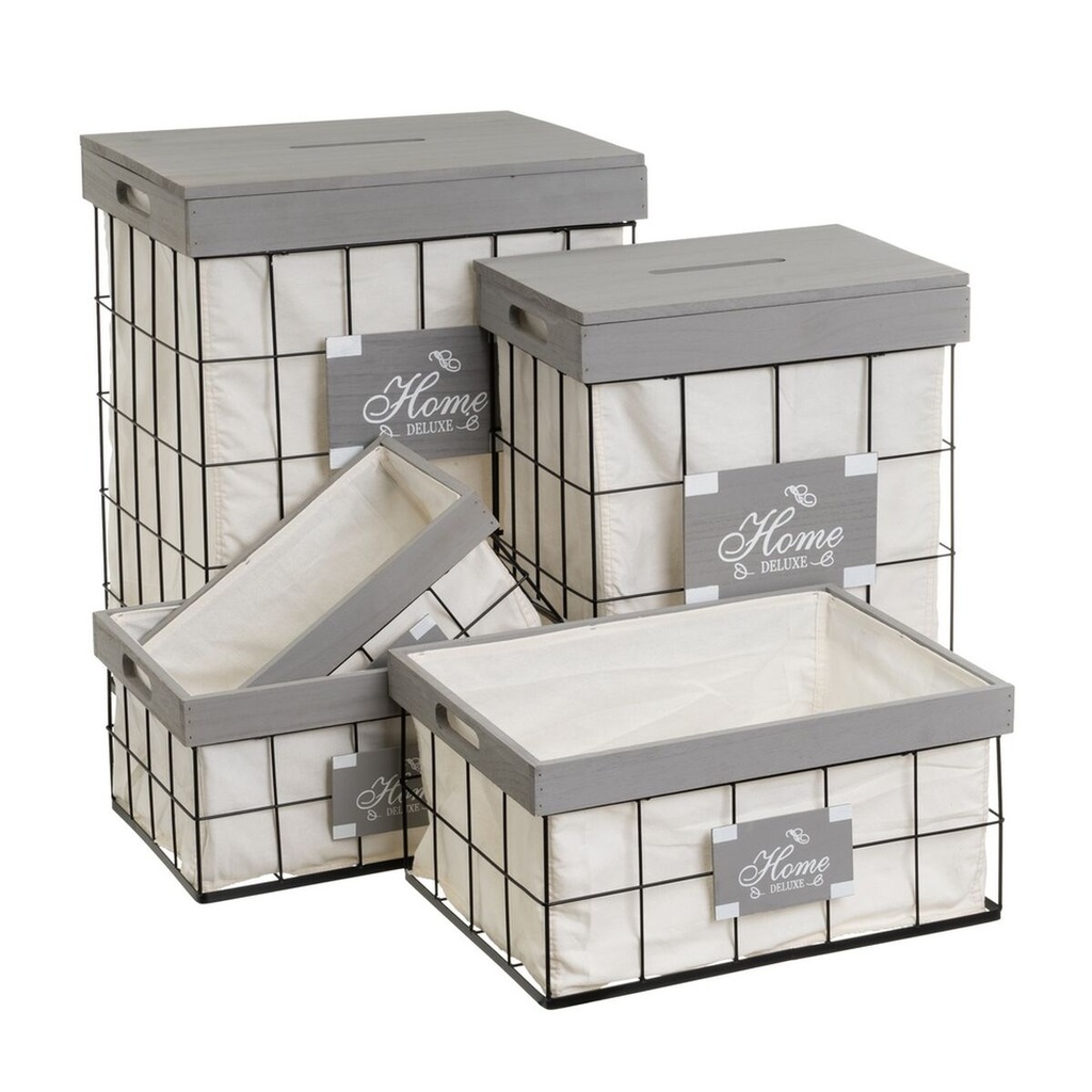 Laundry Basket Grey Polyester Iron MDF Wood 800 ml 2 L 3 L 6 L 1,2 L 42 x 31 x 54 cm