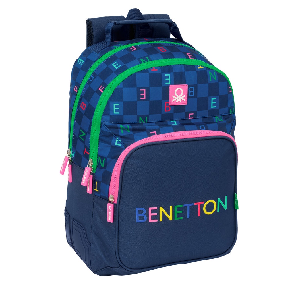 School Bag Benetton Damero Navy Blue 32 x 42 x 15 cm