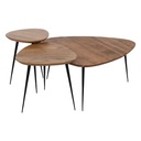 Set of 3 tables Black Natural Iron Acacia 86 x 81 x 43 cm (3 Units)
