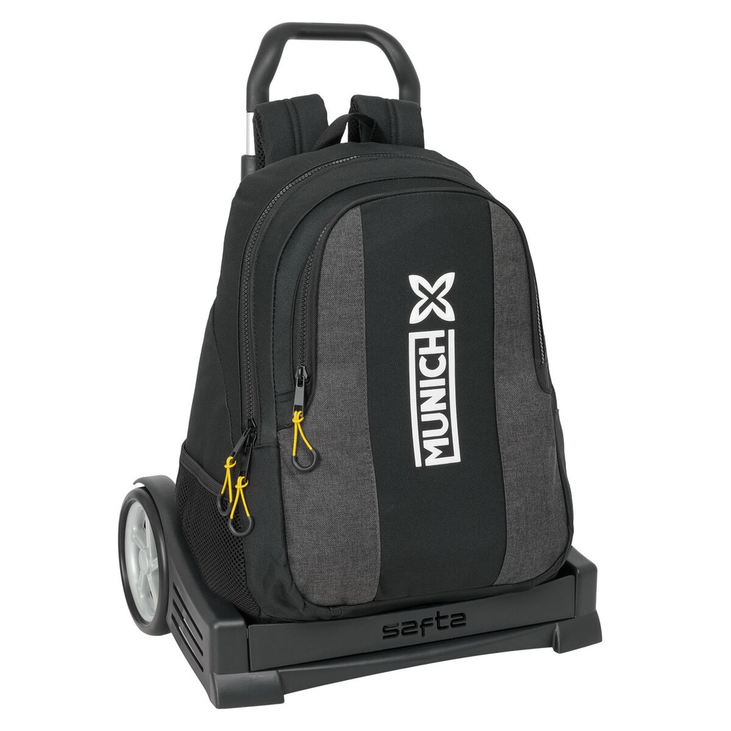 School Rucksack with Wheels Munich Topo Black 32 x 44 x 16 cm