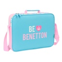 School Satchel Benetton Unique Pink Turquoise 38 x 28 x 6 cm