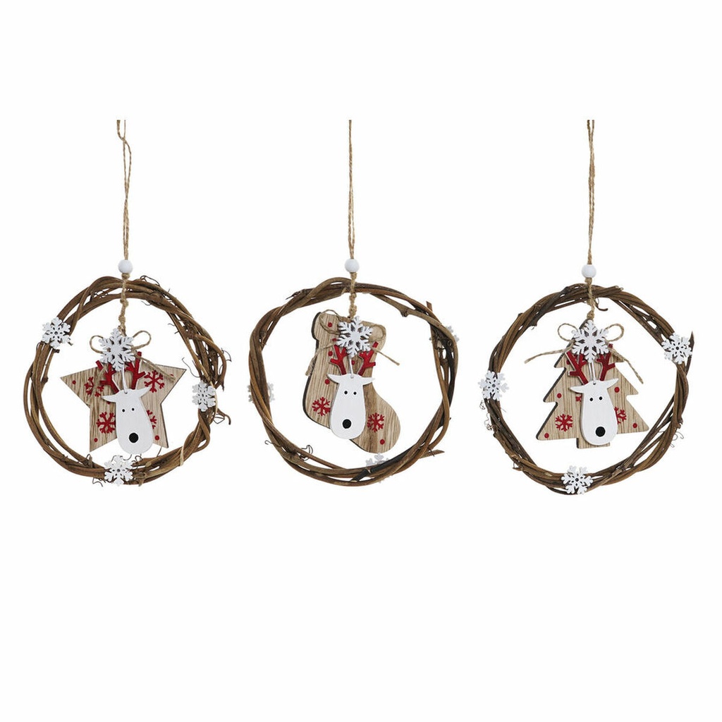 Christmas bauble DKD Home Decor Wood (3 pcs) (14 x 1 x 18 cm)