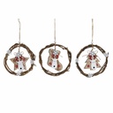 Christmas bauble DKD Home Decor Wood (3 pcs) (14 x 1 x 18 cm)