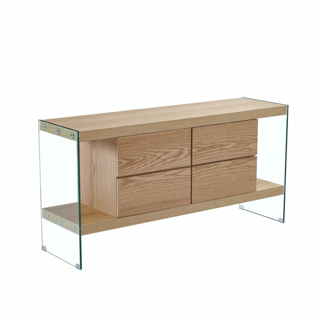 Aparador DKD Home Decor   Transparente Marrón claro Cristal Madera MDF 160 x 45 x 80 cm