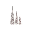 Decoración DKD Home Decor Conos Navidad LED Blanco Negro Rojo Natural Nevado 20 x 20 x 80 cm (3 Piezas)