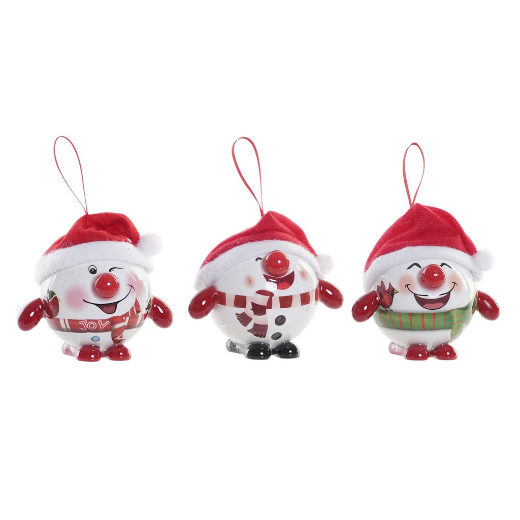 Christmas Bauble DKD Home Decor Red White PVC Snow Doll (3 Units)